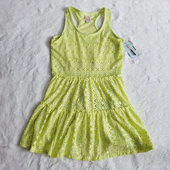 Cat & Jack Girls' Solid Crochet Swimsuit Cover up Dress 4KIDE-AS - Picture 2 of 4